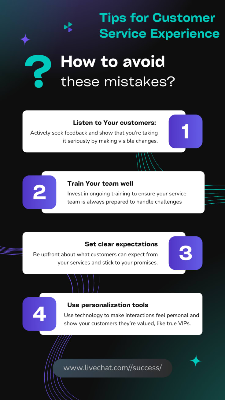 list of tips for Common mistakes in customer service experience