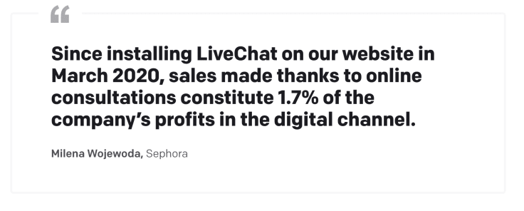 Quote about Livechat from Sephora Milena Wojewoda