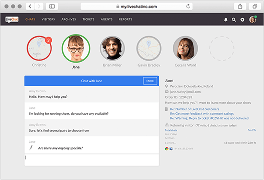 LiveChat para navegadores da Web